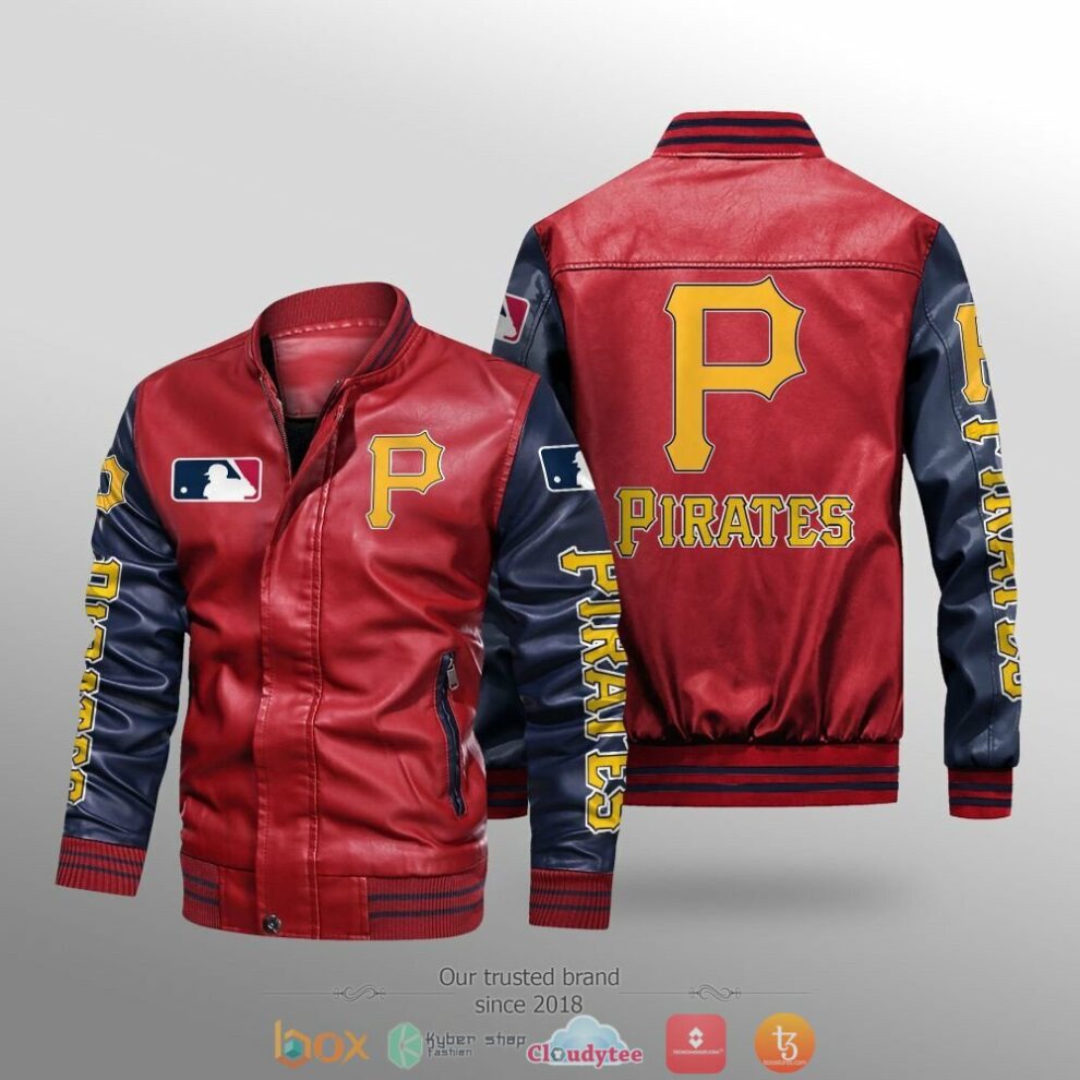 Mlb Pittsburgh Pirates Logo Team Bomber Leather Jacket